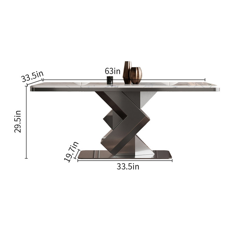 Simple Metal Microlite Rectangular Dining Tables, 29.5"H x 63"L x 33.5"W