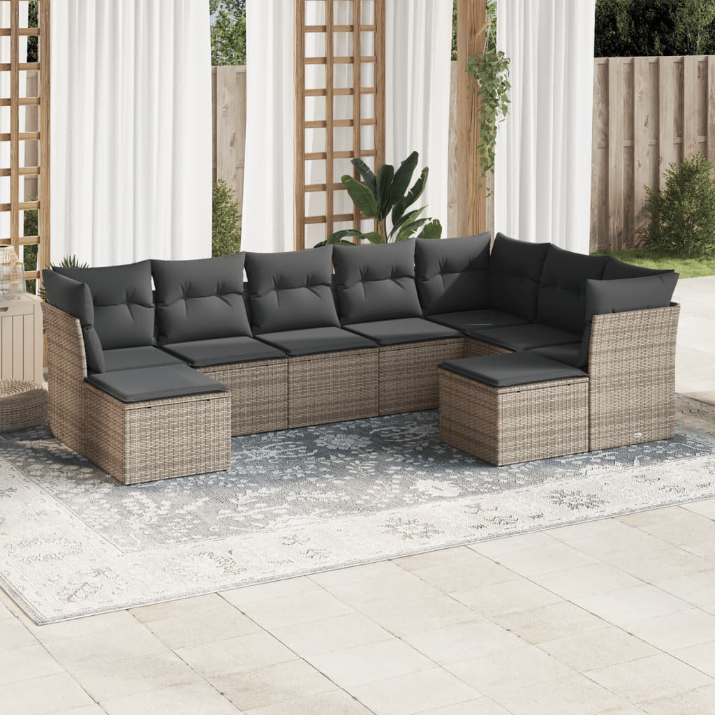 Vidaxl 9-Tlg. Garten-Sofagarnitur aus Polyrattan mit Kissen