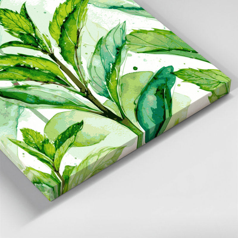 Art mural sur toile vert menthe botanique, H 11 po x l 14 po