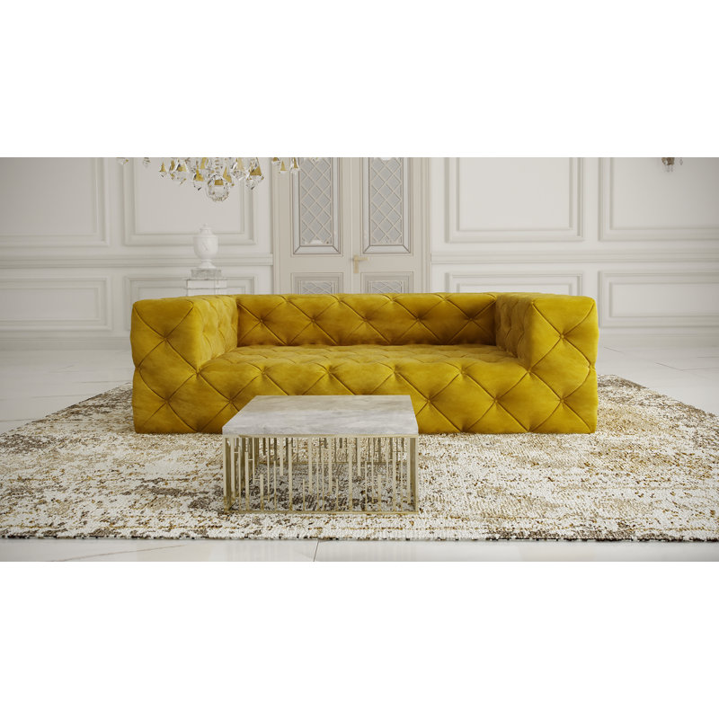Renae 3 Seater Velvet Sofa, Gold