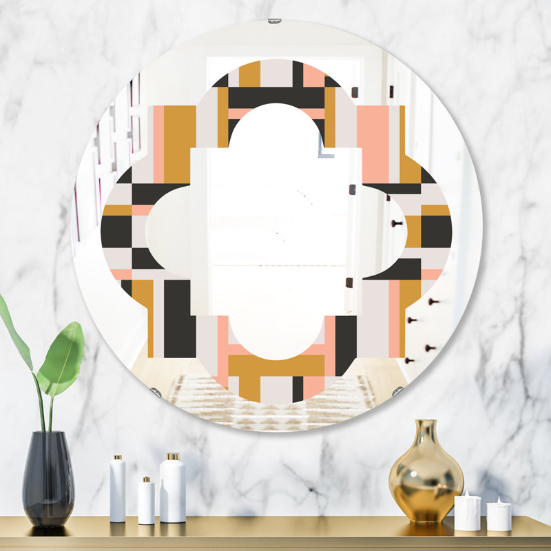 Miroir mural sans cadre quadrilobe géométrique ix éclectique, H 23,6 po x l 23,6 po
