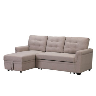 Rosina 86" Linen Upholstered Sectional Sleeper Sofa