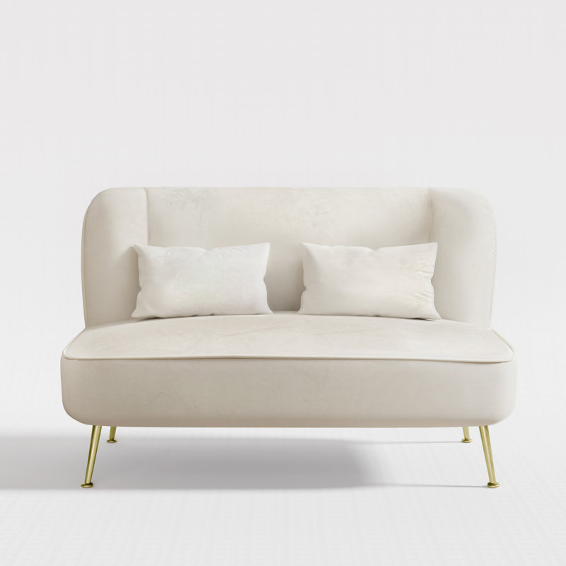  Causeuse 2 pièces en velours avec fauteuil, Beige