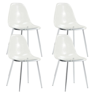 Ensemble de 4 chaises sans accoudoirs en cristal, ergonomiques et élégantes pour la maison ou le bureau