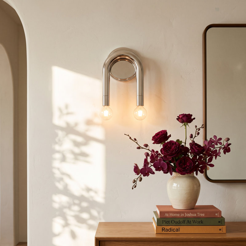 Yula 2-Light Wall Sconce in Polished Nickel, Polished Nickel