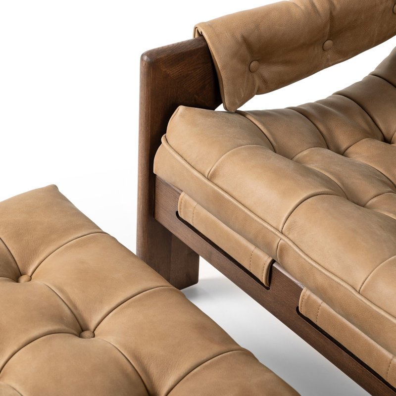 Tuckerman 30" W Leather Armchair with Ottoman, Palermo Drift
