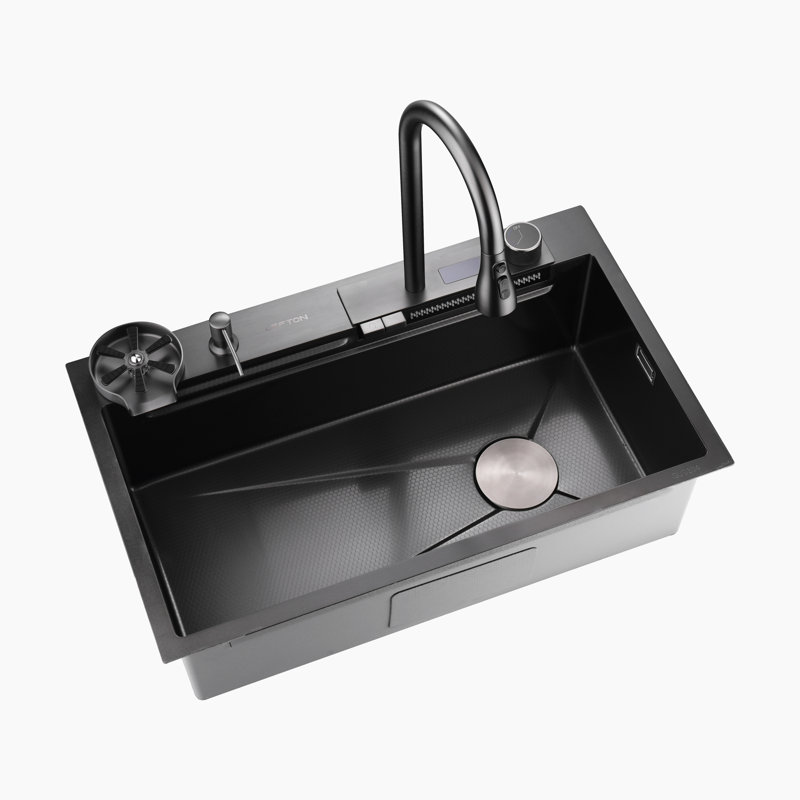 Lefton 20.08'' W 304 Stainless Steel Waterfall Kitchen Sink Set, KS2204-2A