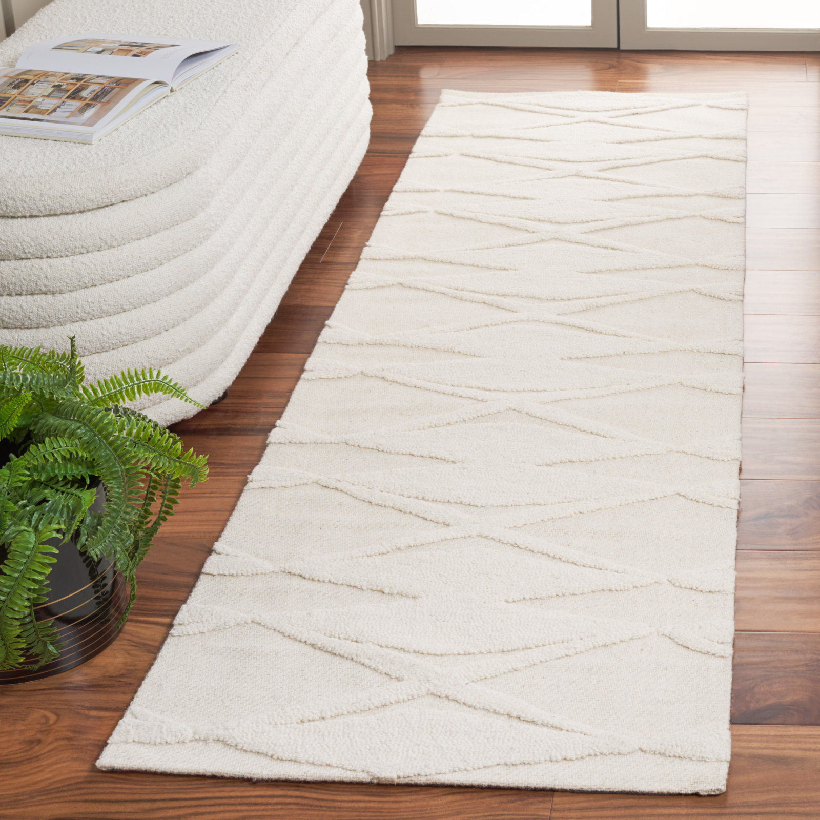 Elphia Ivory Hand-Tufted Wool Rug, Runner 2'3" x 8'