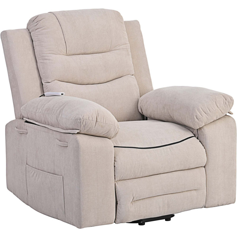 Fauteuil de massage inclinable électrique chauffant, Lin beige