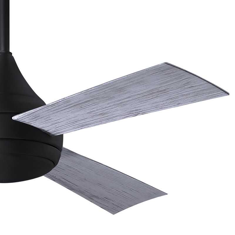 Donaire LED Outdoor Downrod Ceiling Fan, Matte Black, Barn Wood Tone
