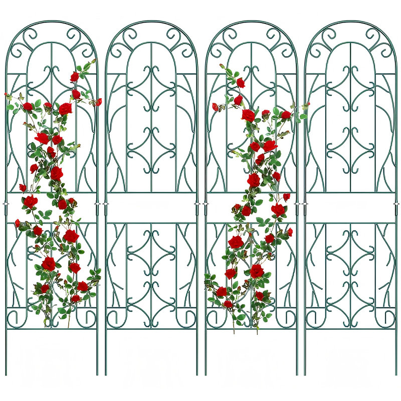 Ensemble de treillis de jardin Pirton, ensemble de treillis en métal 60 po x 16 po, Vert foncé
