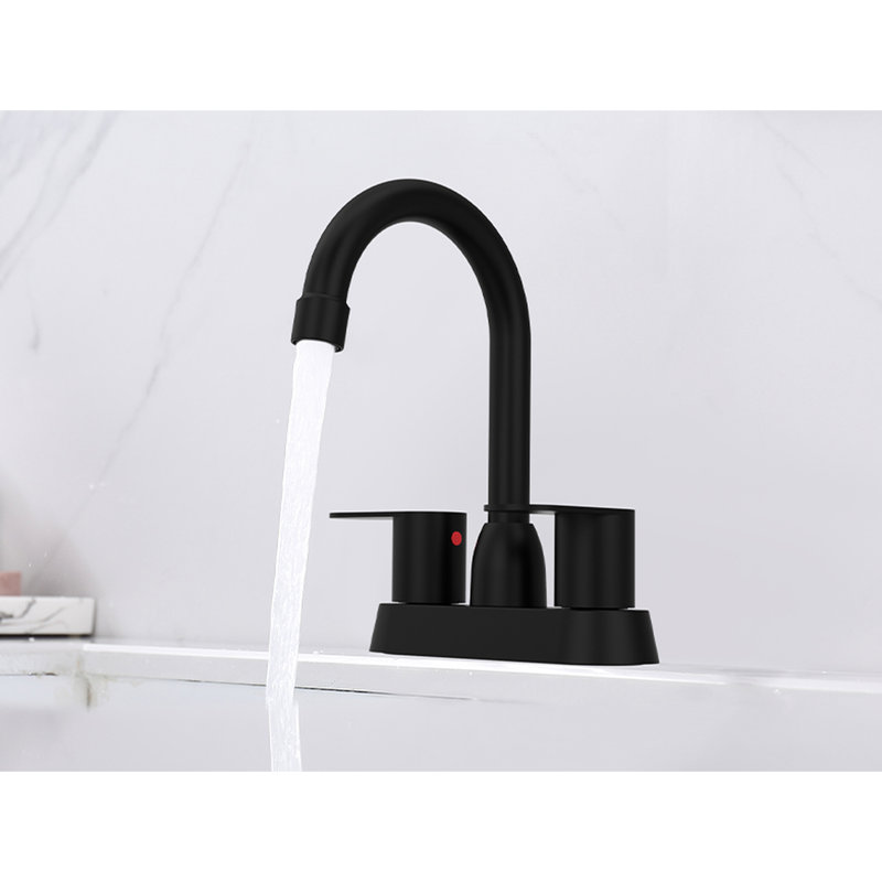 Matte Black 2 Lavatory Faucet - 360 Degree Swivel Spout, Save Water And Energy Efficiency Bathroom Sink Metal Construction