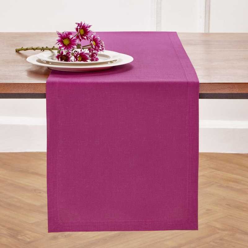 Diana - 100% Pure Linen Table Runner, 60" x 14", Festive Fuchsia