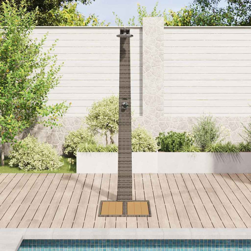 vidaXL Garden Shower Poly Rattan Grey, Gray