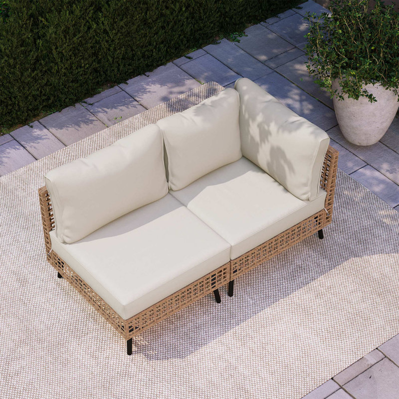 52.3'' L-shaped Outdoor Patio Sectional With Cushions, Beige