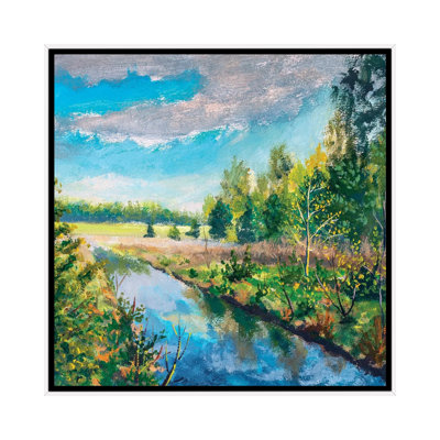 River In Spring Green Forest by Valery Rybakow - Painting on Canvas