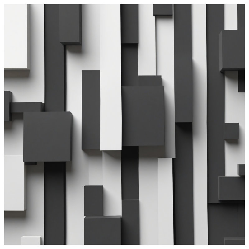 Couvre-lit matelassé à blocs rectangulaires noir et blanc toutes tailles, Double