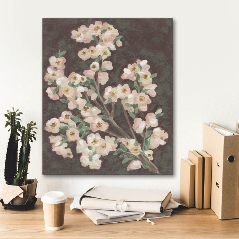 «Branch On Burgundy 2» par June Erica Vess, art mural sur toile, 20 po x 24 po, H 24 po x l 20 po