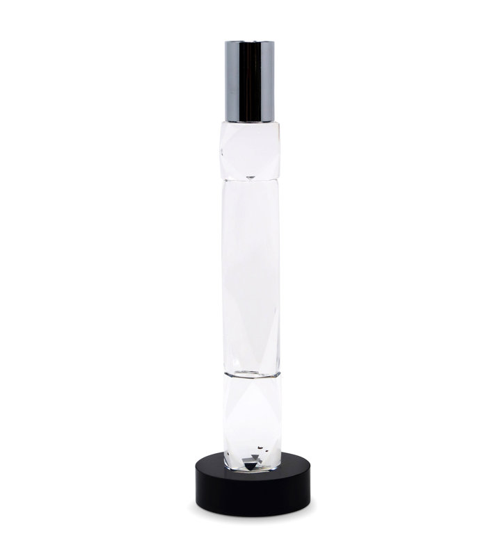 Bougeoir en cristal - H 9,5 po, H 11,25 po x l 2,5 po x P 2,5 po
