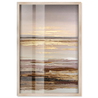Rough Luxury II Shadowbox Print Gold Boho Wall Decor by Art Remedy, Blonde Frame, 36 x 54