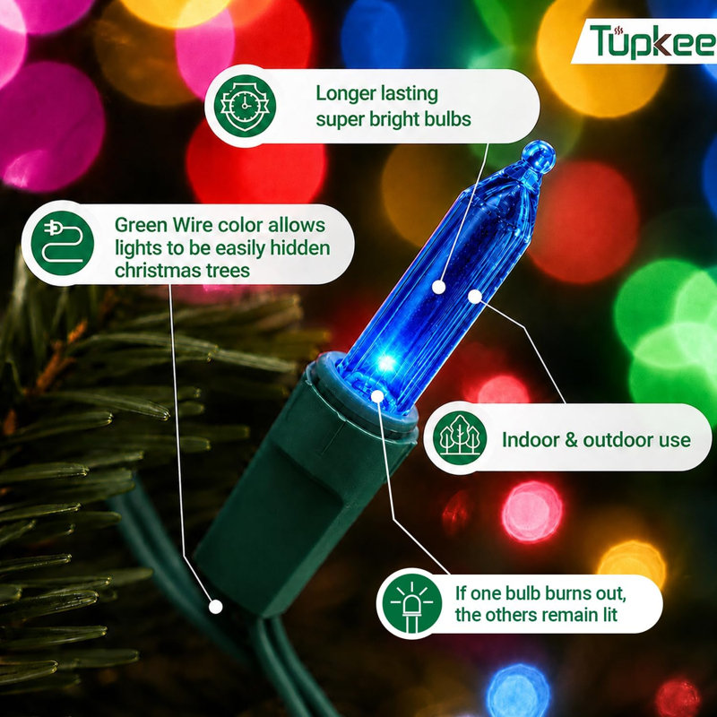 Éclairage de Noël scintillant et scintillant - 24 de 100 lumières scintillantes - intérieur / extérieur - guirlande de 20,5 pieds, 100 ampoules multicolores - arbre de Noël