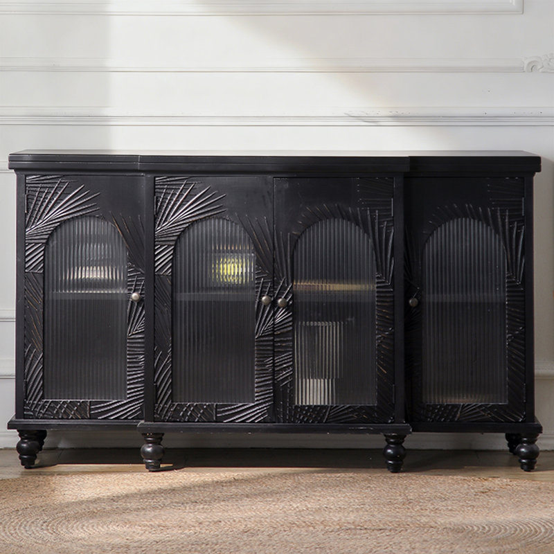 Retro Black Solid Wood Sideboard
