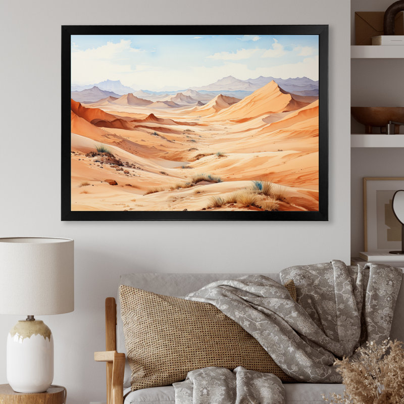Desert Dunes I - reproduction sur toile, H 30 po x l 40 po x P 1,5 po, Cadre simple noir