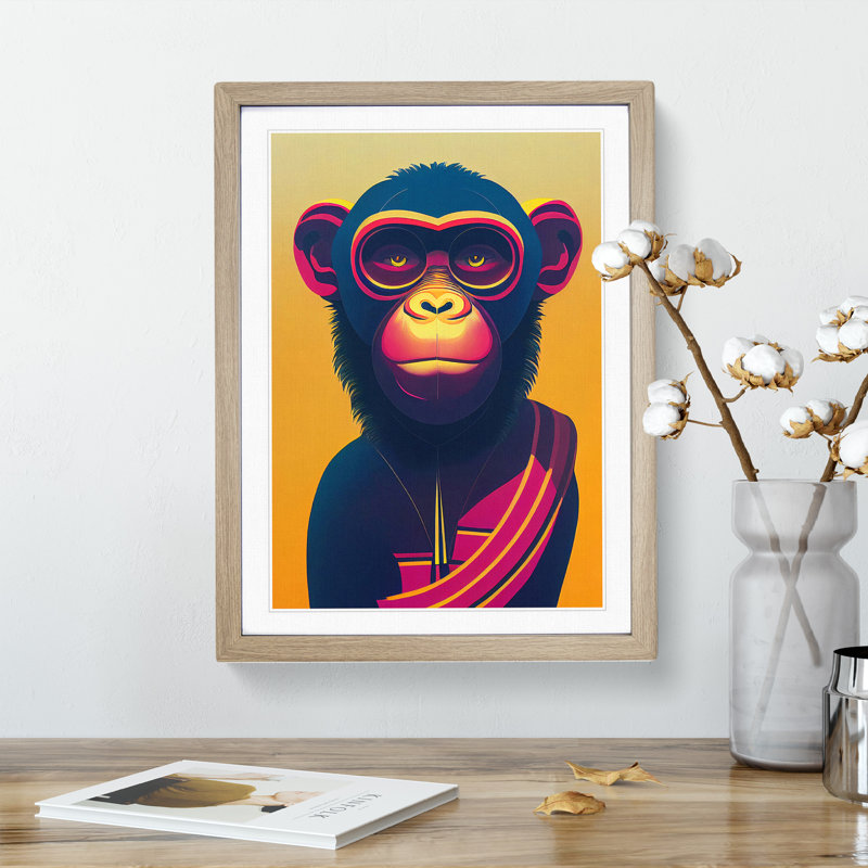 Monkey of the Future - Wall Art, 34cm H x 25cm W x 2cm D, Oak