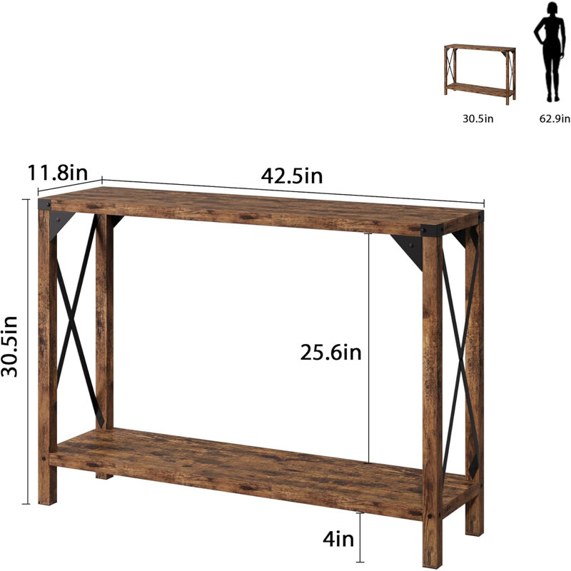 Table d'entrée, console de ferme 43 po, Gris