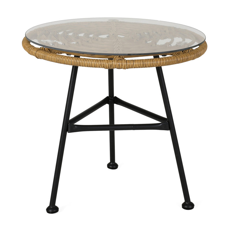 Stylish Table With Stable Top Modern Tempered Glass Side