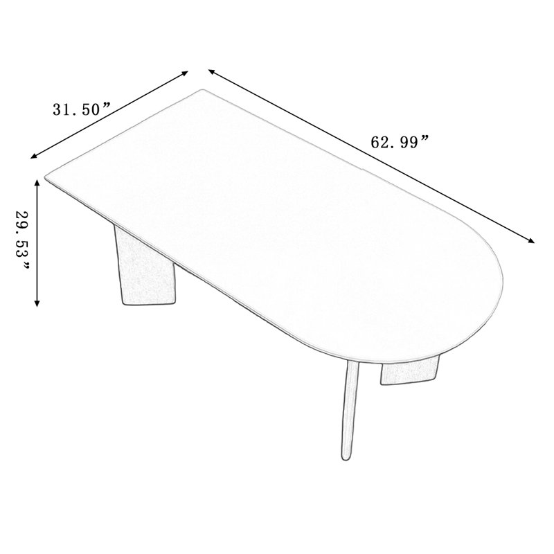 Table de salle à manger Retro, H 29,53 po x L 62,99 po x l 31,5 po
