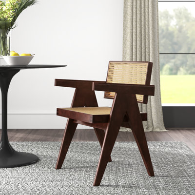 Eveleth Rattan Dining Chair with Solid Wood Frame