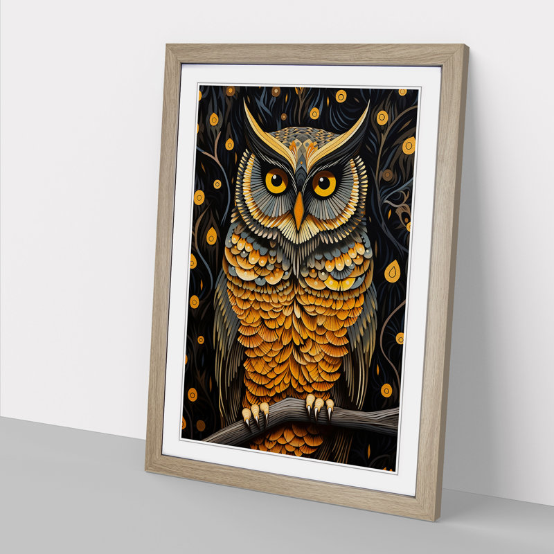 Owl Op No.2 - Framed Print, Oak Framed, 34cm H x 25cm W x 2" D