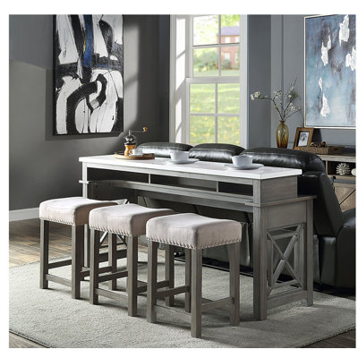 Ensemble de comptoir 4 pièces avec entrée USB, gris vieilli marbré