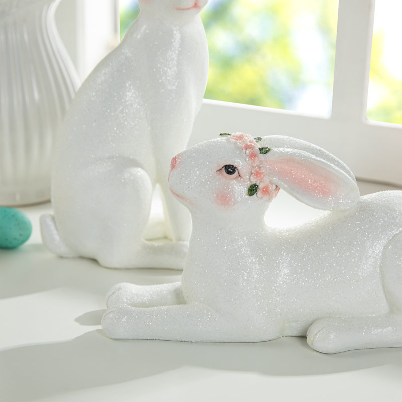 Ensemble de 2 pièces de table de lapin de Pâques en résine H 9,75 po
