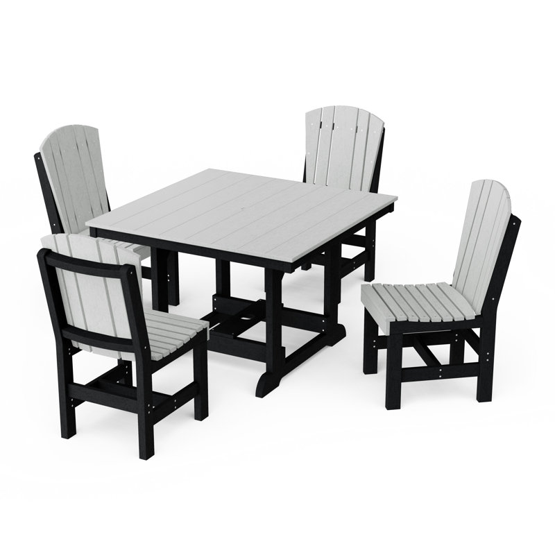 Heritage 5-Piece Side Chair Square Dining Set, Light Gray/Black