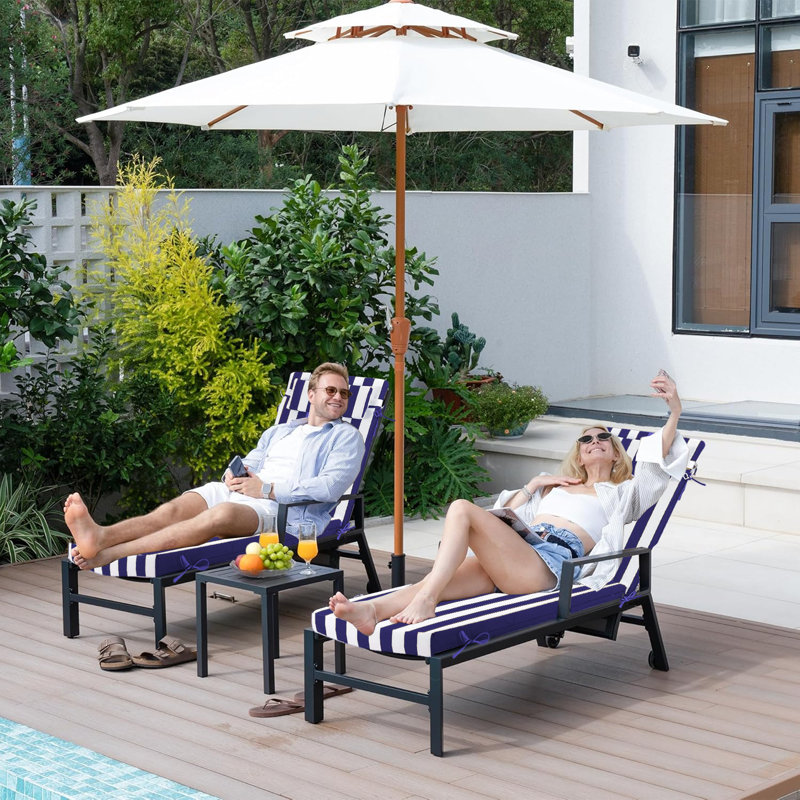 Outdoor Lounge Chair Cushion 72 X 21 Inch, 3.14 Inch Memory Foam, Waterproof & Uv Resistant, Reversible Patio Chaise Lounge Cushion