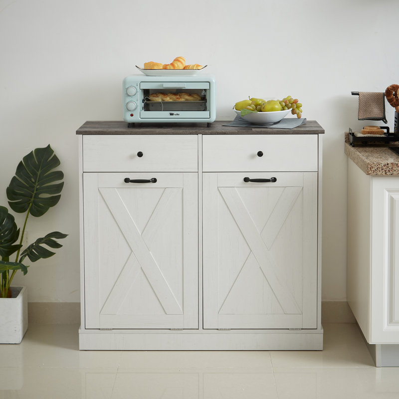 Poubelle 20 gallons, Blanc / Gris