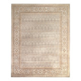 Distressed Homage Hand Knotted Wool Geometric Area Rug in Gray, Beige, Brown, White