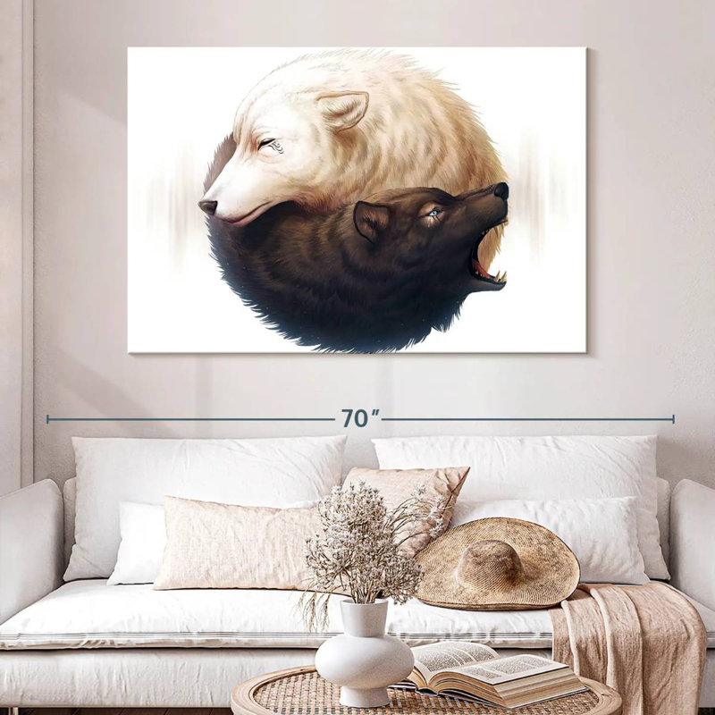 Yin And Yang Wolves, 34" H x 51" W