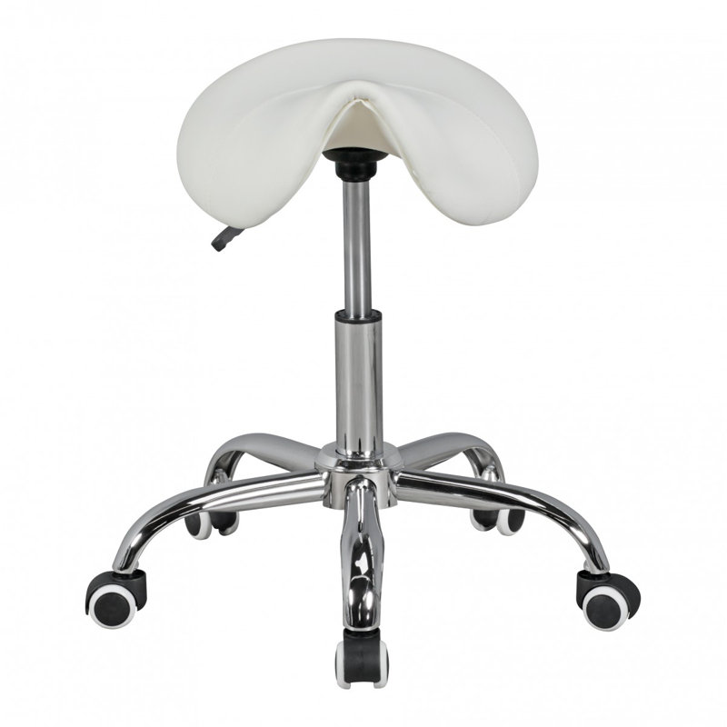 Adjustable Height Ergonomic Stool with Removable Casters/Wheels, White