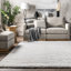 Tapis à poil long performance blanc à motif contemporain tissé à la machine Alanson-787549938