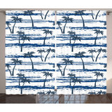 Palm Tree Semi-Sheer Rod Pocket Curtain Panels