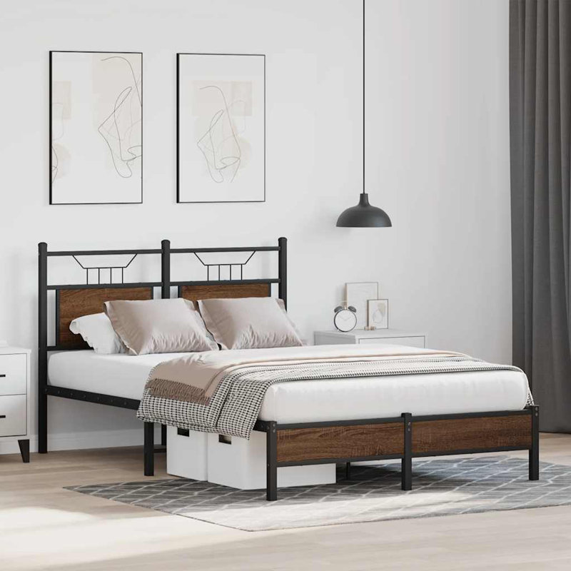 Bed Frame, 120 x 200cm, Brown Oak