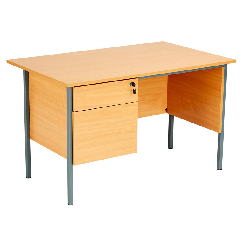 Gumesindo Metal Base Writing Desk, Beech, 72.5cm H x 120cm W x 75cm D