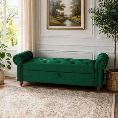 Tufted Storage Bench with Rolled Arms, Plug-in Assembly