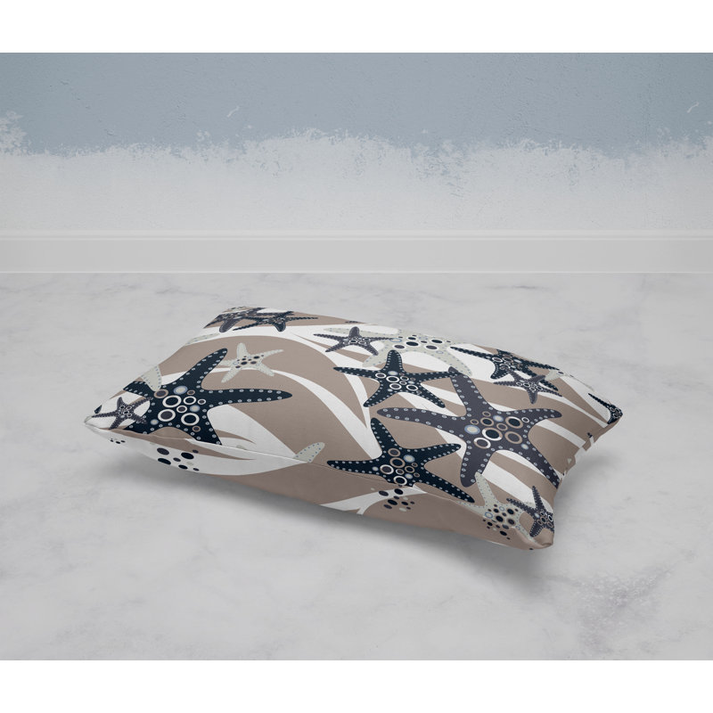 Starfish Sway  Rectangular Throw Pillow, White/Gray