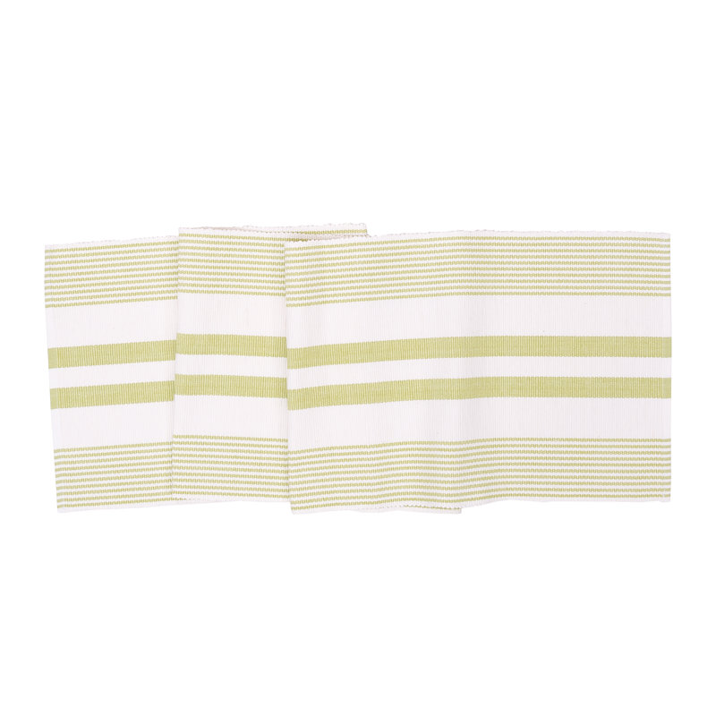 Cotton Table Runner, Peridot/White