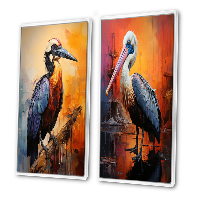 Coucher de soleil coucher de soleil Pelican Harmony IV - ensemble de 2 reproductions d'art mural pélican, H 28 po x l 25 po