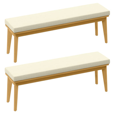 2-Piece Acacia Patio Dining Bench With 2.36'' Thick Cousion